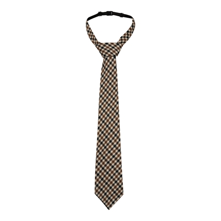 Mørkebrunt og sortternet Check Tie slips i luksuriøs vævning til mænd fra Haute L'Amitié.