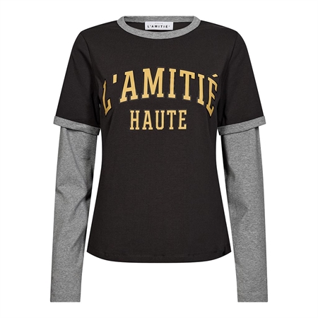 Haute L'Amitié College LS Logo Mix Tee Antracit/Grey Melange