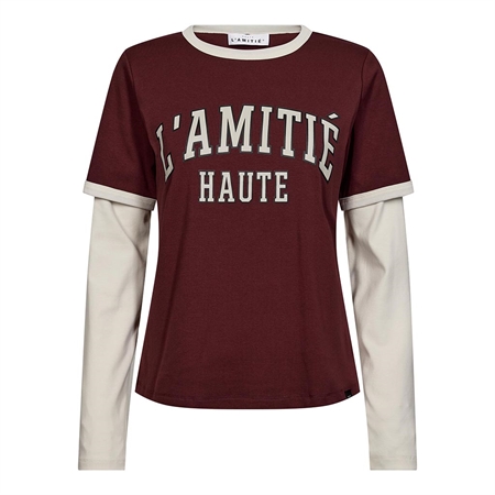 Haute L'Amitié College LS Logo Mix Tee Wine/Pearl