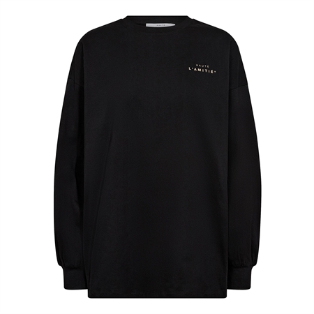 Haute L'Amitié Crew Neck LS Tee Black Walnut Print sort langærmet T-shirt i økologisk bomuld