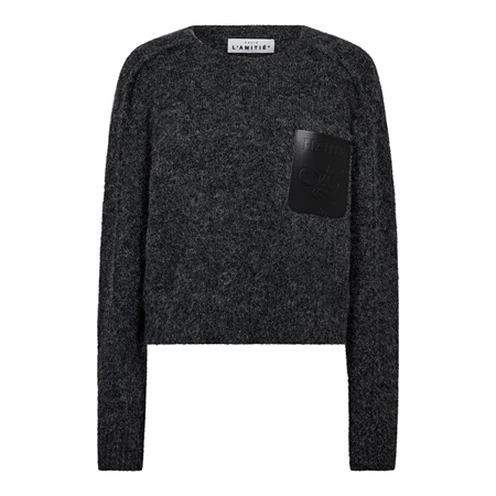 Haute L'Amitié Darcia Reverse Crop Pocket Knit Antracit Melange