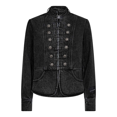 Haute L'Amitié Denim Uniform Jacket - Grå vasket denimjakke med militærinspirerede knapper
