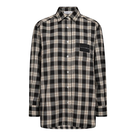 Sort- og gråternet langærmet Early Haute Check Shirt skjorte med knapper til kvinder fra Haute L'Amitié.