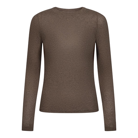 Haute L'Amitié Fine Wool LS Rib Tee Walnut Melangé