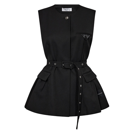 Haute L'Amitié Premiere Peplum Belt Vest Black
