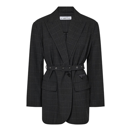 Haute L'Amitié Smokey Check Oversize Belt Blazer Antracit