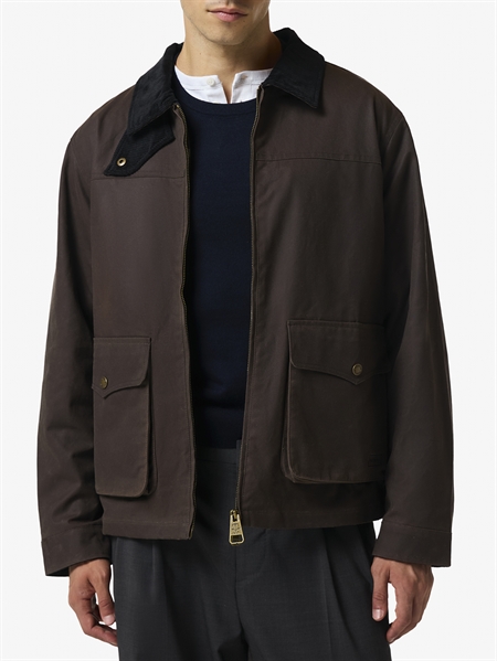 HUNTER Duggan Oversized Waxed Jacket Chocolate Brown