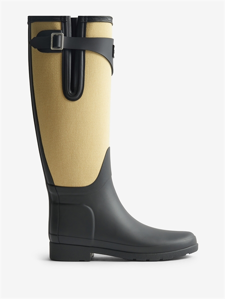 HUNTER Womens Refined Tall Canvas Boot Black