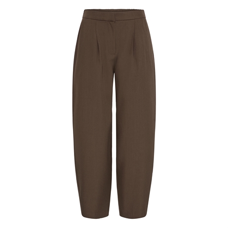 Mørkebrun meleret Ichi IhFava Barrel Pants buks med brede, buede ben til kvinder