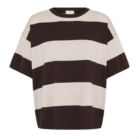 Ichi IhLuls Loose SS Wide Stripe Chocolate Torte 20125817 brun bredstribet bluse til kvinder fra MAAK Shop
