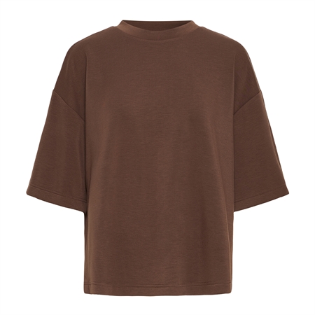Ichi IHNaida SS T-shirt Chicory Coffee med boxy pasform og korte ærmer