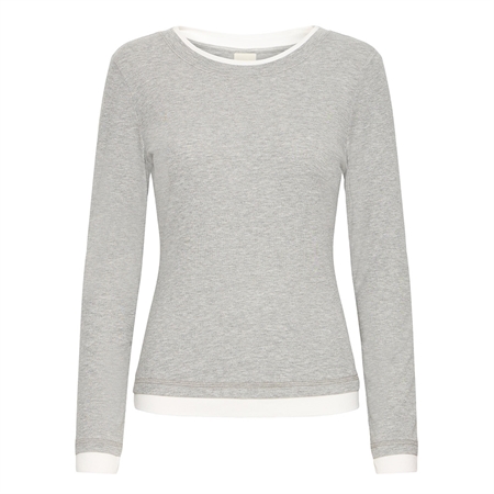 Ichi IhNellaya LS T-Shirt Gml Cloud Dancer 20126123 stribet langaermet bluse til kvinder fra MAAK Shop