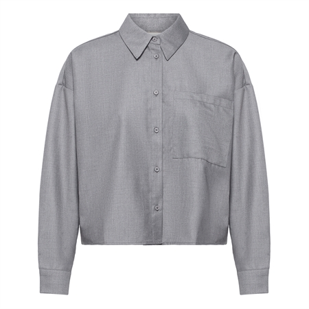 Koksgrå Ichi IhTrine Shirt langærmet skjorte i blød kvalitet til kvinder