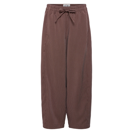 ICHI IHXTina Pants Potting Soil brune bukser med brede ben og bindebånd