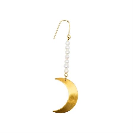 Jane Kønig Half Moon Pearl Earring Guld