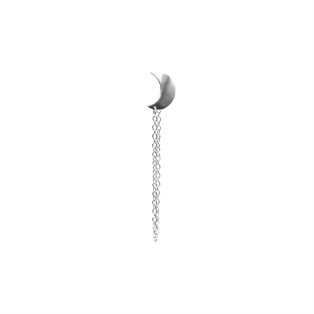 Jane Kønig Single Half Moon Chain Stud Silver (Left)