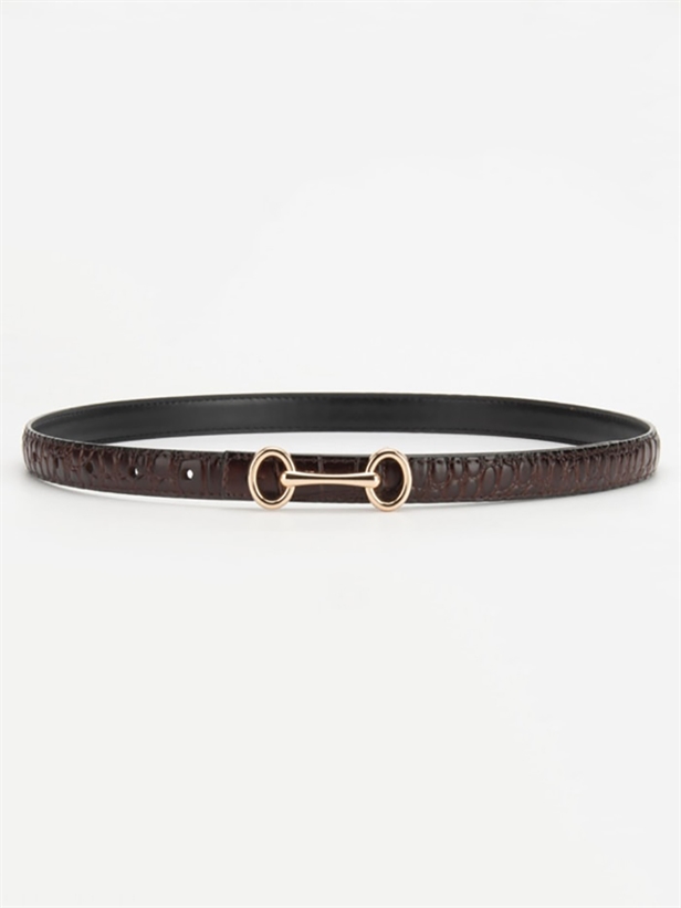 Plissé Copenhagen Grace Croco Belt One Size Dark Brown