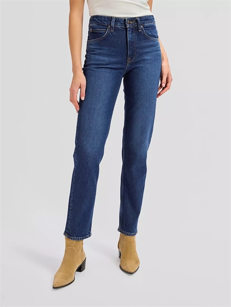 Mørkeblå LEE Carol High Rise Straight jeans med lige ben til kvinder