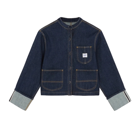 Mørkeblå LEE Selvedge Overshirt Xion denimjakke med lommer til kvinder
