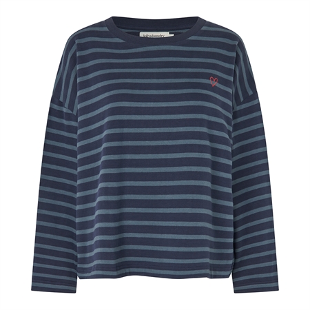 Lollys Laundry DemiLL stribet sweatshirt Dark Blue i 100 procent bomuld