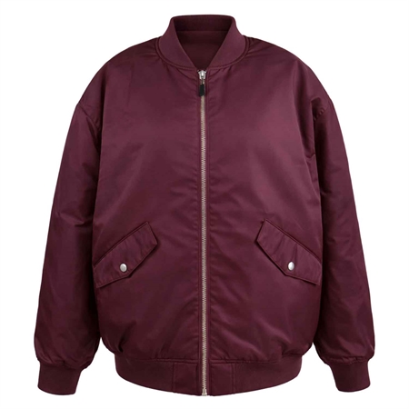 Lollys Laundry LilaLL oversized bomberjakke i Bordeaux med lynlås