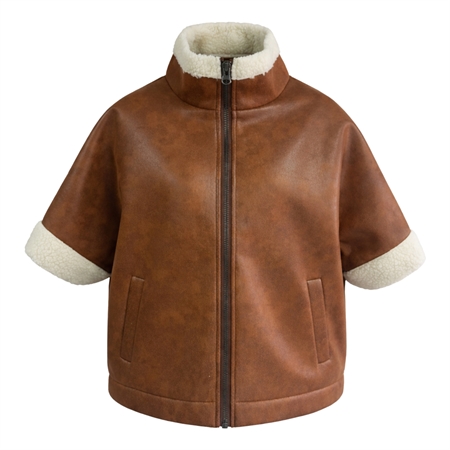 Lollys Laundry SamaLL Coat Brown brun jakke med korte ærmer og teddy-detaljer