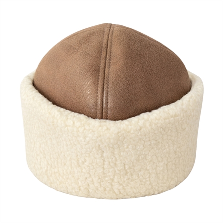Lollys Laundry SigridLL Hat Brown brun vinterhat med cremefarvet teddy-kant