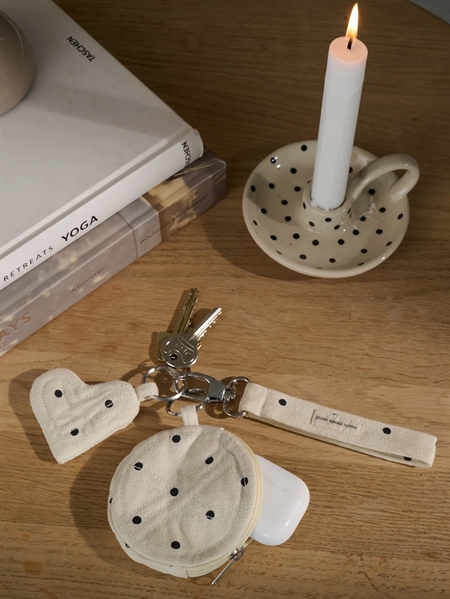 Moshi Moshi Mind Dotted Heart Charm ecru/black dots