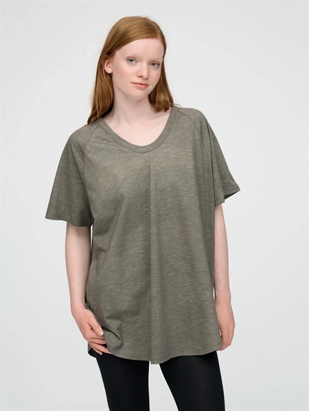Grågrøn Moshi Moshi Mind Favourite Tee t-shirt i økologisk bomuld til kvinder