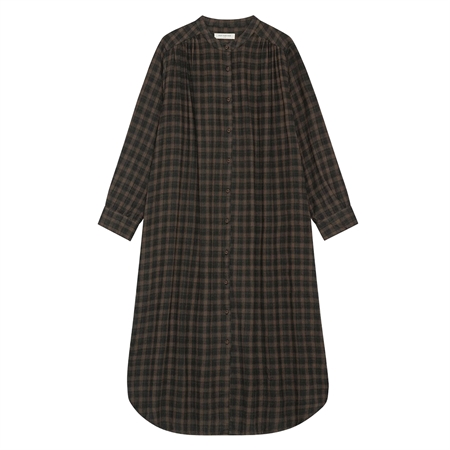 Moshi Moshi Mind Laurel Shirtdress Check Stone Brown/Moonless Night