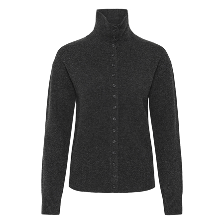 My Essential Wardrobe MWTracy Knit Rollneck Cardigan Dark Grey Melange