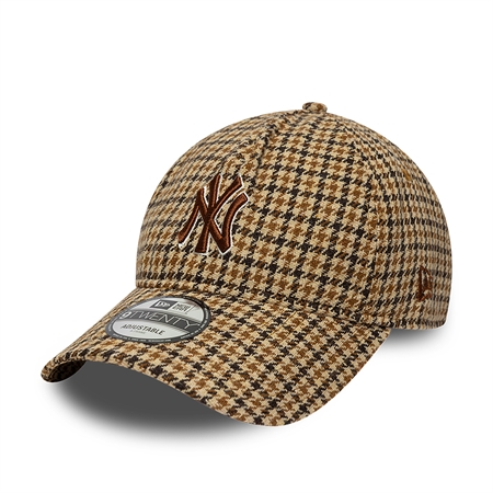 New Era Check 9TWENTY A-Frame New York Yankees Cap Check Beige