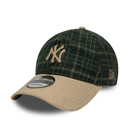 New Era Mix Check 9TWENTY New York Yankees - Dark Green & Light Beige