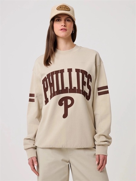 New Era MLB Arch GRPHC Crew Neck Sweater Philadelphia Phillies - Light Beige