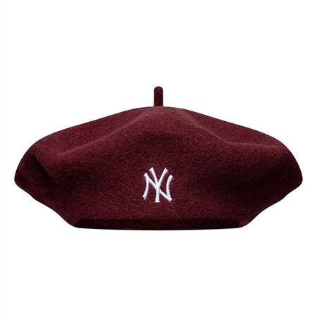 New Era Wool Script Beret New York Yankees Bordeaux