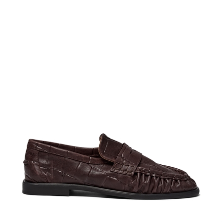 Pavement PAElmira Loafers Croco Brown i præget læder