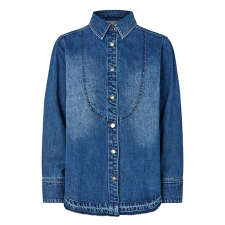 Rabens Saloner Paia Denim Bib Shirt Dark indigo