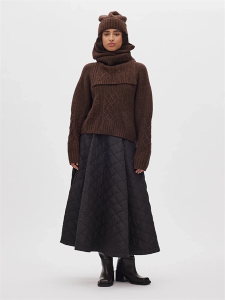 Rabens Saloner Tamy Patchwork Knit Neck Warmer Brown