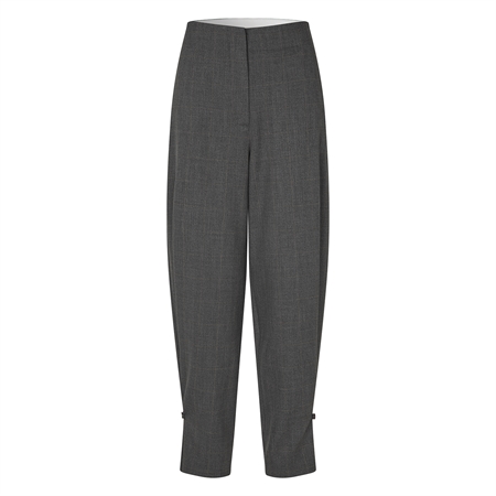 Second Female Anjou Trousers Dark Grey Melange med brede ben og regulerbare ankler