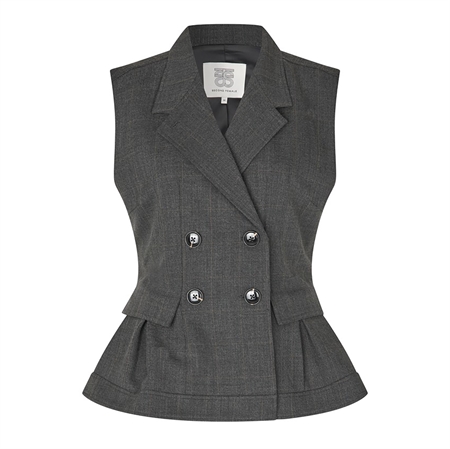 Second Female Anjou Waistcoat Dark Grey Melange med dobbeltradet lukning og markeret talje