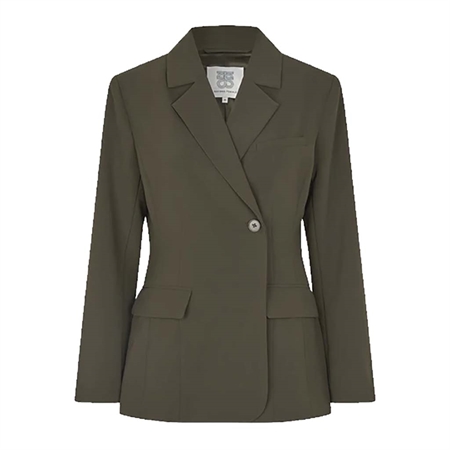 Second Female Fique Fitted Blazer Black Olive med figursyet pasform