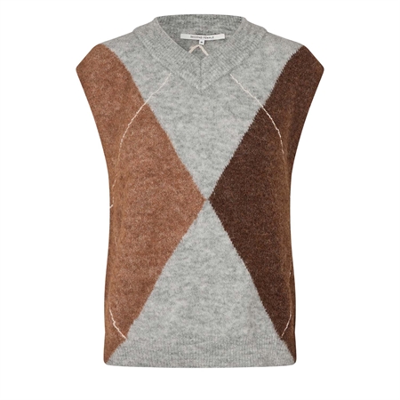 Second Female Forca Knit Vest Light Grey Melange