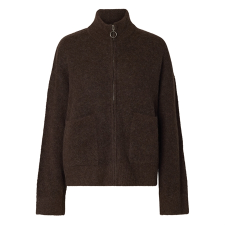 Selected Femme SLFSia Ras LS Knit Zipper Cardigan Delicioso med høj hals og lynlås