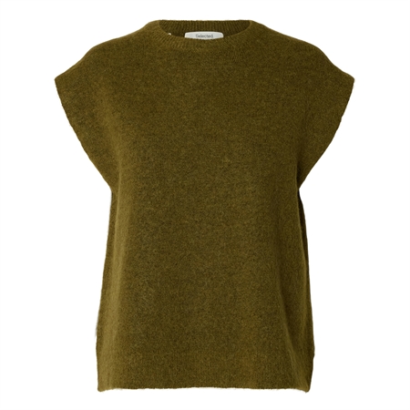 Selected Femme SLWLulu SL Knit Vest Fir Green med rund hals