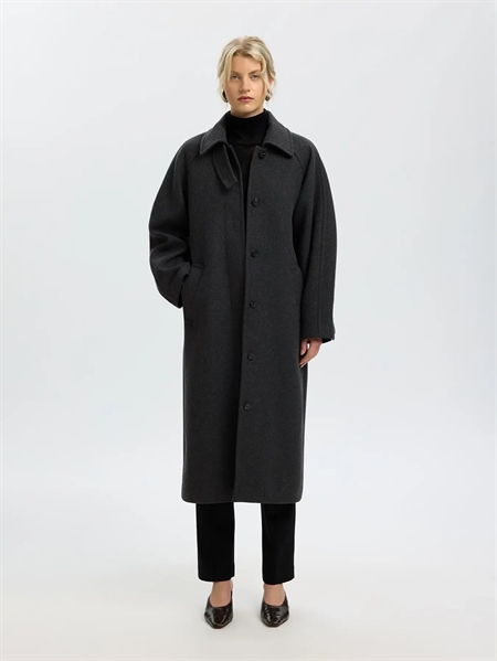 Selected Femme SlwRaey Manteco Coat Dark Grey Melange