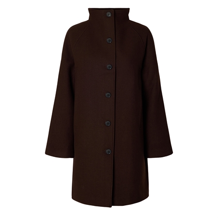 Selected Femme SLWZia-Vinni Wool Blend Coat Delicioso brun knælang uldfrakke
