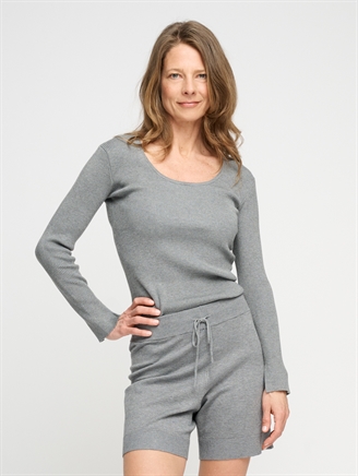 Moshi Moshi Mind Soul Rib Top Grey Melange