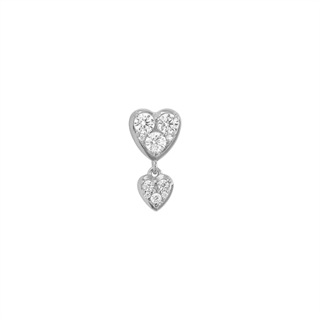 STINE A J'adore Two Petit Hearts Earring Silver ørestik i 925 sterlingsølv med to dansende hjerter og hvide zirkoner