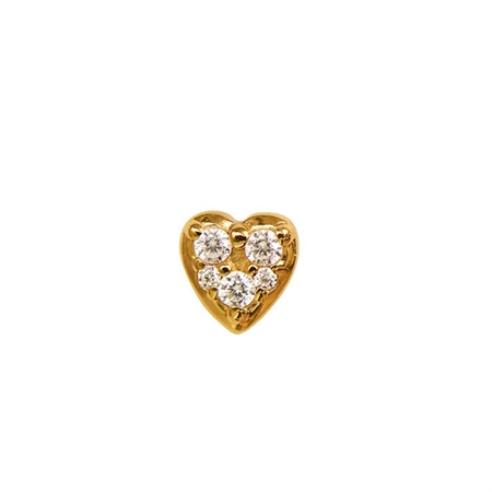 STINE A Petit J'adore Earring Single Guld hjerteformet ørestik i 18 karat forgyldt sterlingsølv med hvide funklende zirkoner