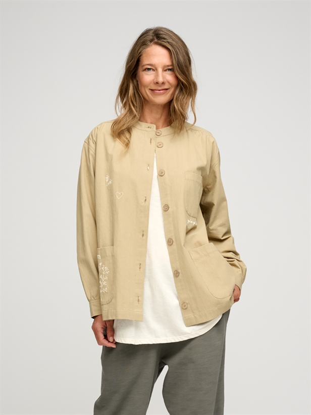 Moshi Moshi Mind Tales Shirt Crepe Olive Sand EMB